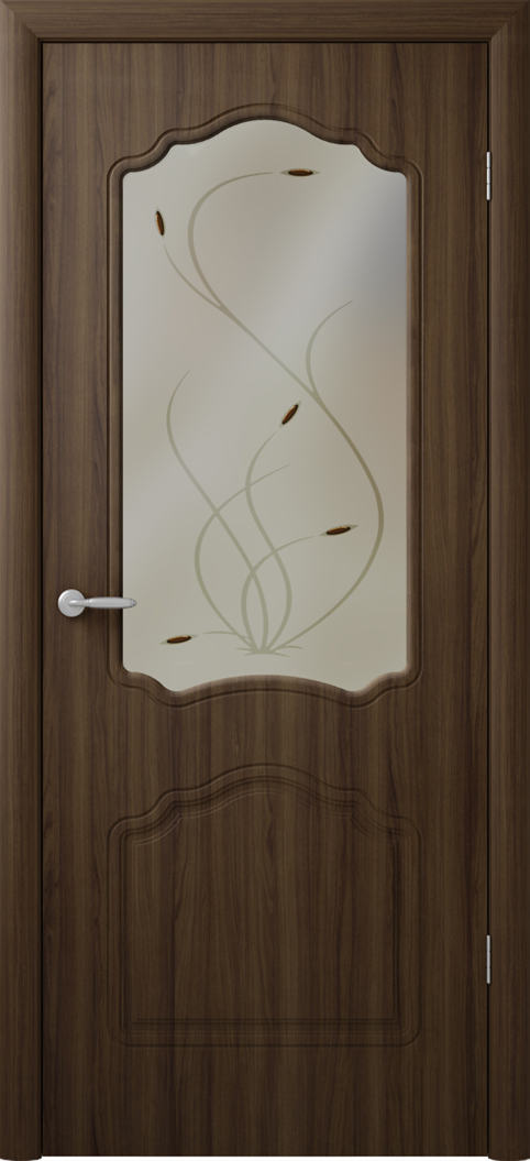 Модель дверей Парма, лесной орех, с ПолиВинилХлорид поверхностью. Фабрика Фрегат - Огромное количество вариантов элементов витражей, природных оттенков - Отличный подбор по изображениям.